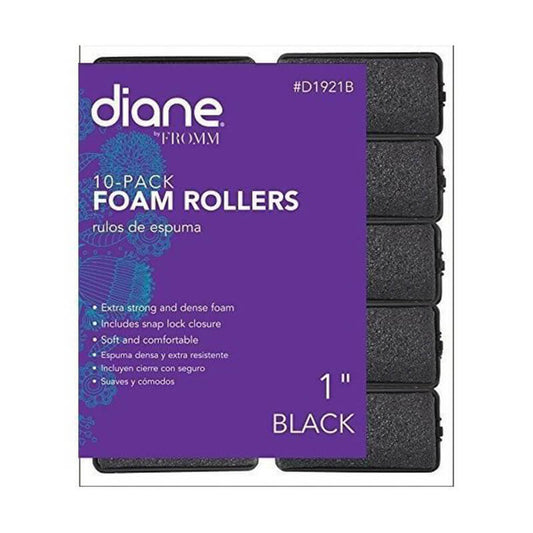 "DIANE FOAM ROLLER 1"" BLK 10PK"