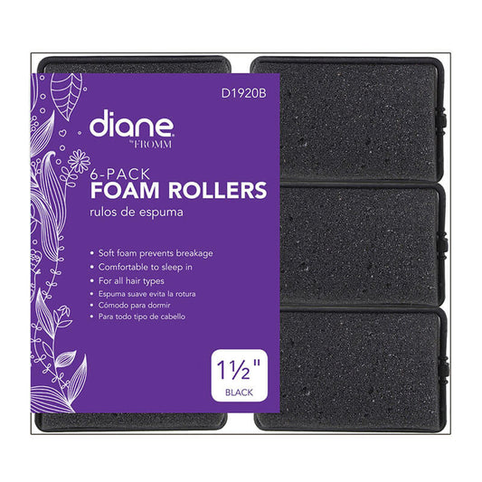 "DIANE FOAM ROLLER 1-1/2"" BLK 6PK"