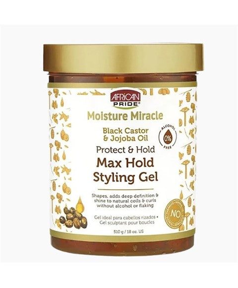 AFRICAN PRIDE MOISTURE MIRACLE BLACK CASTOR STYLING GEL 18oz
