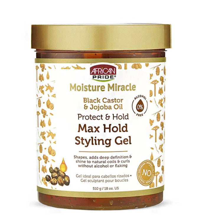 AFRICAN PRIDE MOISTURE MIRACLE BLACK CASTOR STYLING GEL 18oz