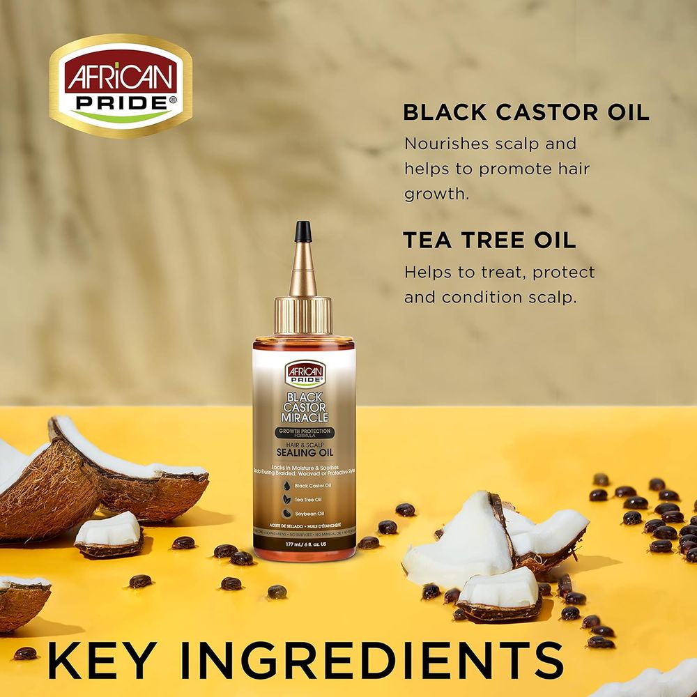African Pride Black Castor Miracle Hair & Scalp Sealing Oil, 6 oz