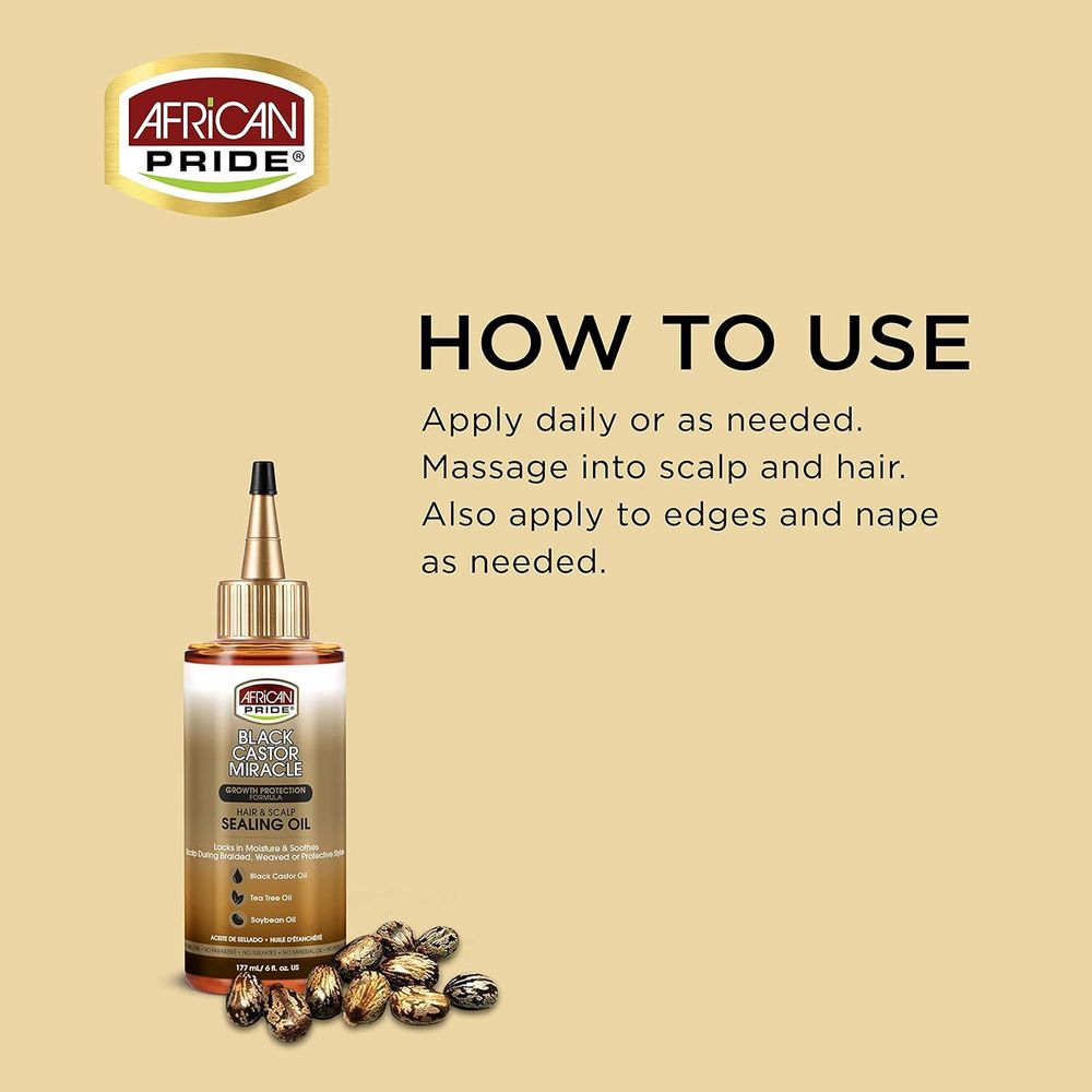 African Pride Black Castor Miracle Hair & Scalp Sealing Oil, 6 oz
