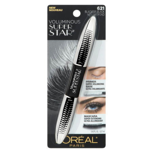 LOREA'L VOLUM SUPERSTAR BLKST BLK MASCARA 0.41oz (621)
