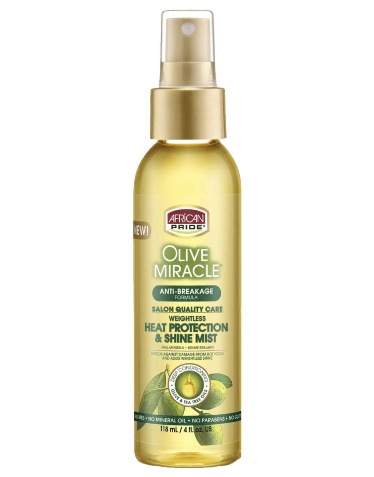 AFRICAN PRIDE OLIVE MIRACLE HEAT PROTECT SHINE MIST 4oz