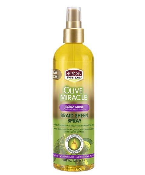 AFRICAN PRIDE OLIVE MIRACLE BRAID SHEEN SPRAY 12oz