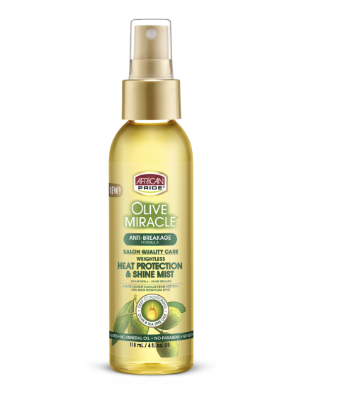 AFRICAN PRIDE OLIVE MIRACLE HEAT PROTECT SHINE MIST 4oz