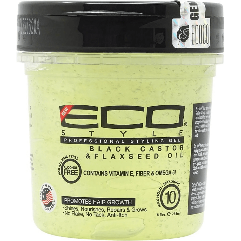 ECO-STYLER BLACK CASTOR & FLAX GEL 8oz