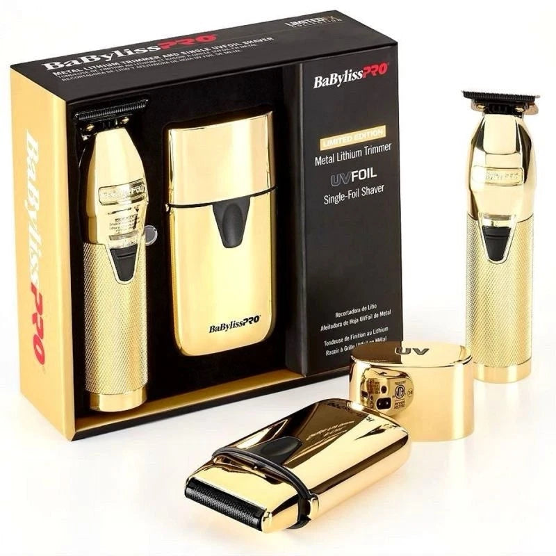 BaBylissPRO LimitedFX Gold Trimmer and UV Double Foil Shaver - (FXLFHOLPKG)