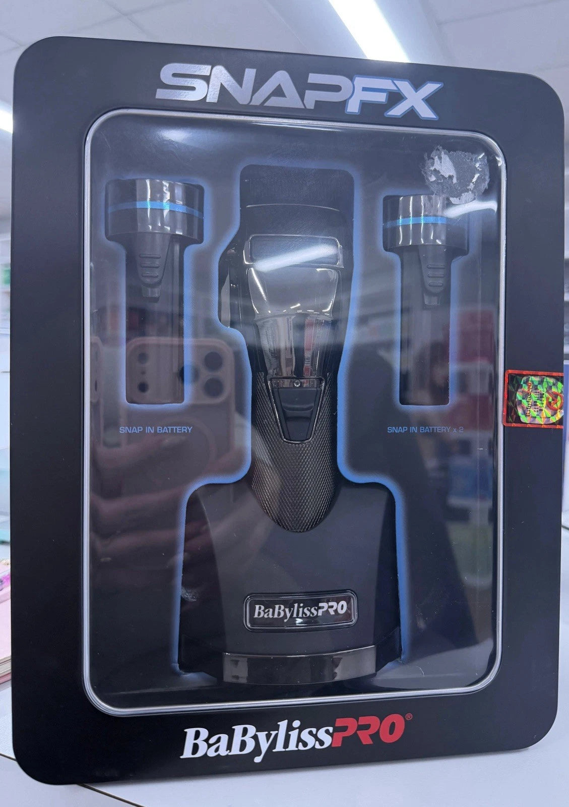 BaBylissPRO SNAPFX Wireless Hair Clipper Silver Black Square Blade for Head