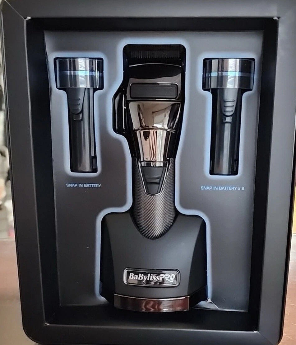 BaBylissPRO SNAPFX Wireless Hair Clipper Silver Black Square Blade for Head