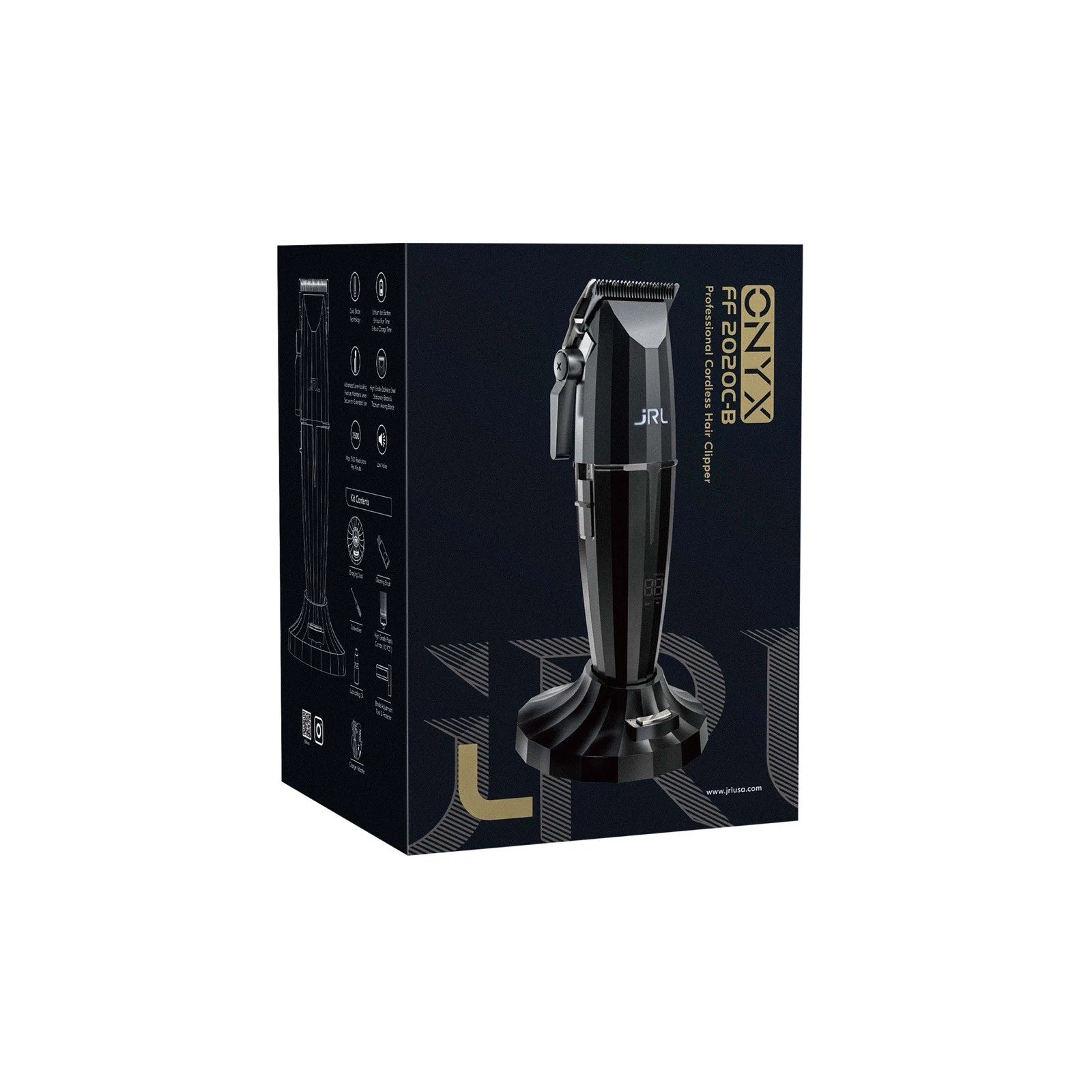 JRL ONYX FF2020C-B Cordless Hair Clipper Black LED Display Adjustable Speed